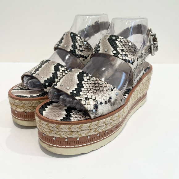 Vince Camuto Marsa Platform Wedge Sandals Faux Snakeskin Studded Jute Women 7.5 - Picture 2 of 14